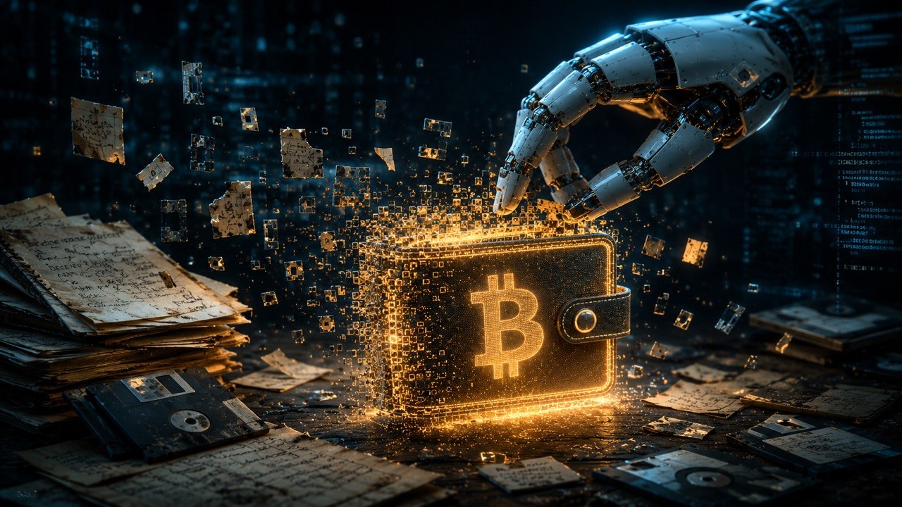 AI ranka atkuria Bitcoin piniginę iš senų failų