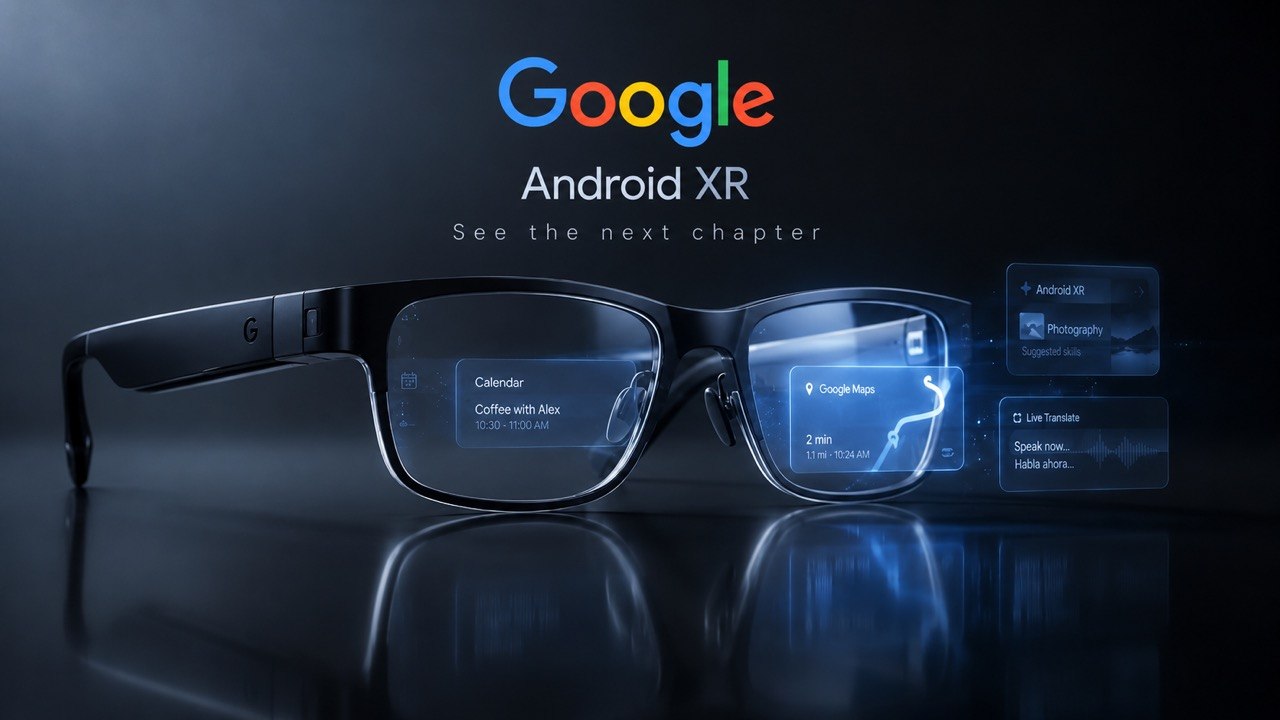 Google Android XR išmanieji akiniai su holografine sąsaja